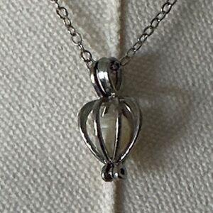Elegant Fresh Water Pearl in Silver Cage Pendant Necklace